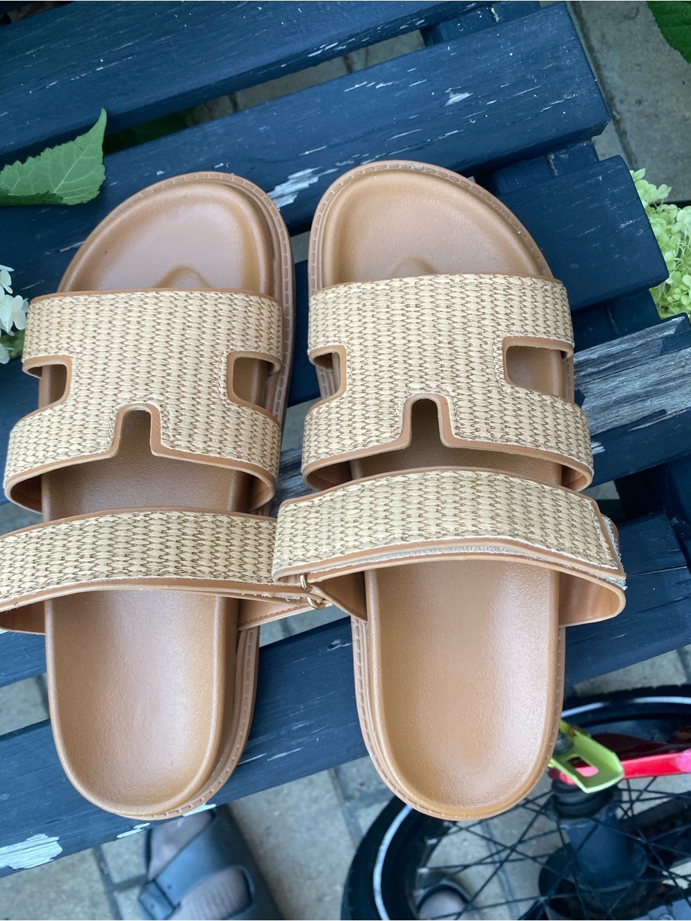 Women’s Tan Woven Slide Sandals - Casual Comfort